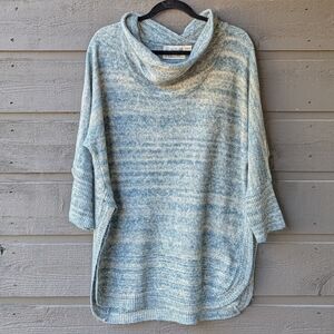 Anthropologie Field Flower Space Dye Tunic Sweater Teal Brushed Knit‎ Small